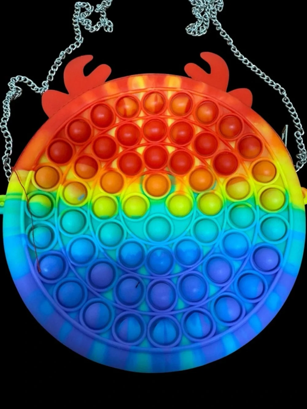 Rainbow Pop-It Crossbody Bag with Chain‎ Strap New. Sensory Friendly
